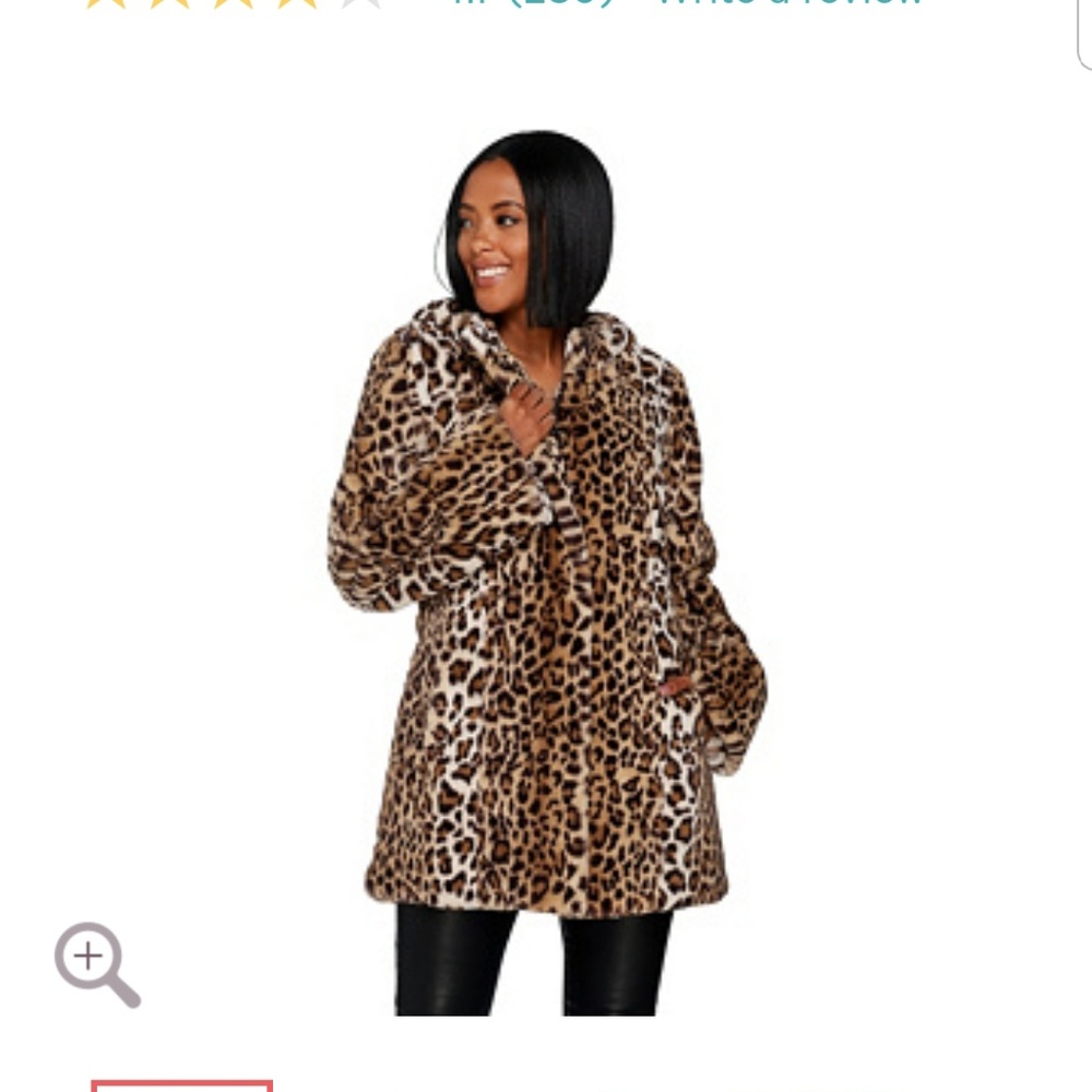 Dennis Basso zip front faux fur coat with hood